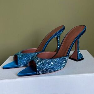 Amina Muaddi Crystal Mule Heels size 38.5/8.5